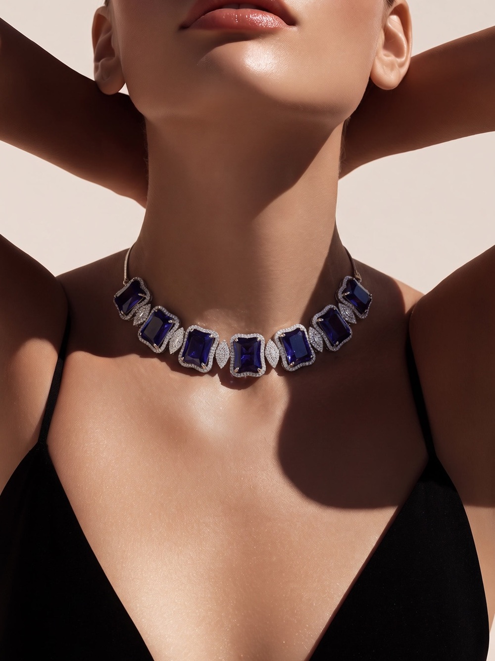 Elegant purple Crystal Statement Necklace set